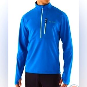 Men’s Marmot Stretch Bright Blue White Light M3 Softshell 12 Zip Jacket Size XL